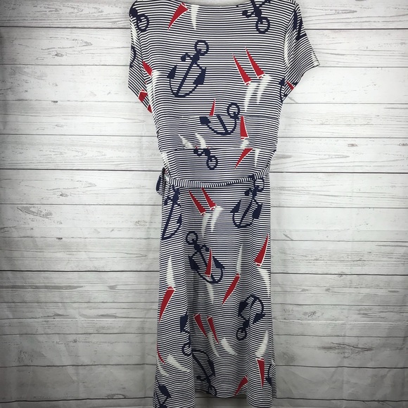 Talbots Wrap Dress Anchors Below Knee Short Sleeve - Picture 6 of 8